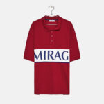 T-Shirt Polo Bershka Front Illustration bordeaux con grafica MIRAGE bianca