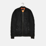 Black Coat Bomber Bershka MA-1 nero con fodera interna arancione