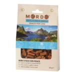 mordo snack cane pesce mini bastoncini marroni per cani 80g